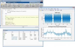 A MATLAB visualization/plot, the MATLAB Live Editor, and a MATLAB app.